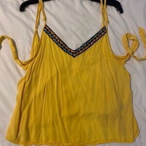 American Eagle Outfitters Yellow Camisole with Embroidered Trim
